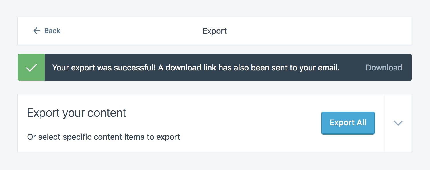 Click Export All to export your content to an XML file. WordPress.com Export Page