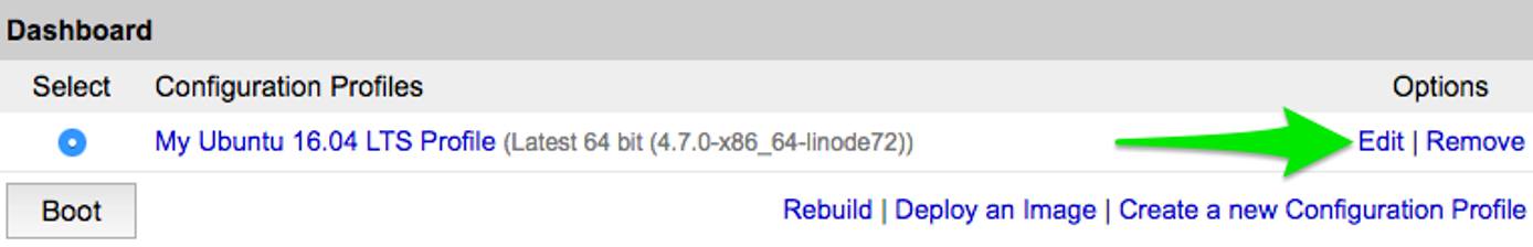 Select Edit to modify your Configuration Profile Select Edit to modify your Configuration Profile