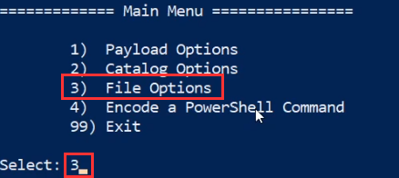 Luckystrike prompt - file options highlighted Luckystrike prompt - file options highlighted