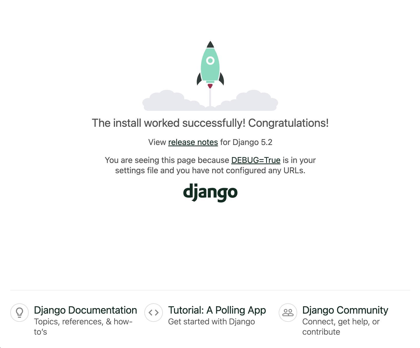 View your Django sites test page.