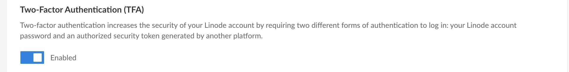 Screenshot of the 2FA setting in Cloud Manager Screenshot of the 2FA setting in Cloud Manager